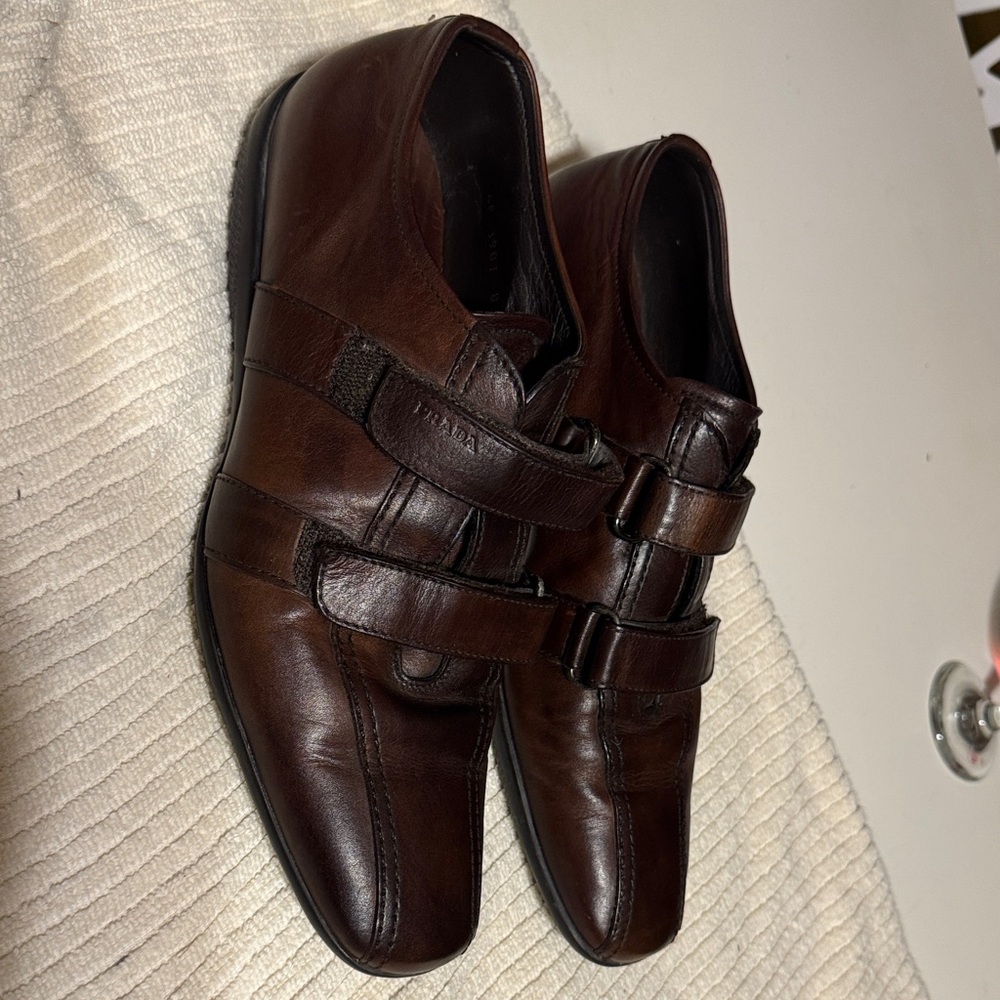 Prada Men's Dark Brown Leather Loafers - Picture 2 of 4